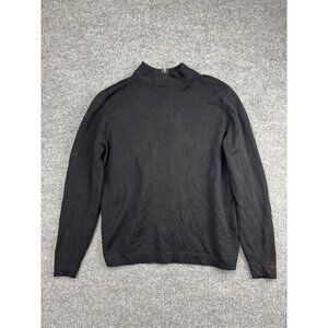 Vintage Pendleton Sweater Mens Large Black Wool Mock Neck Zip Back 60s Mod Style